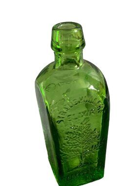 Wheaton Straub Huller Elixir Tree of Life Miniature Green Bottle Vintage 3"